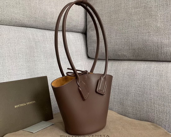 Bottega Veneta Small Basket Tote in Brown French Calfskin