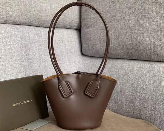 Bottega Veneta Small Basket Tote in Brown French Calfskin