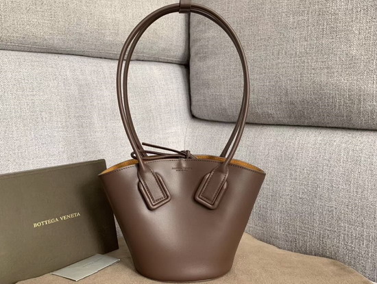 Bottega Veneta Small Basket Tote in Brown French Calfskin