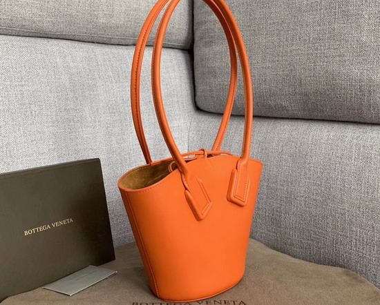 Bottega Veneta Small Basket Tote in Burned Orange French Calfskin