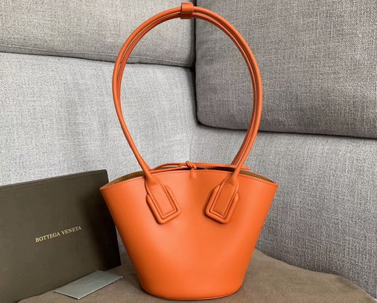 Bottega Veneta Small Basket Tote in Burned Orange French Calfskin