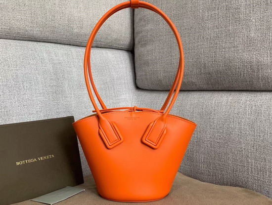 Bottega Veneta Small Basket Tote in Burned Orange French Calfskin