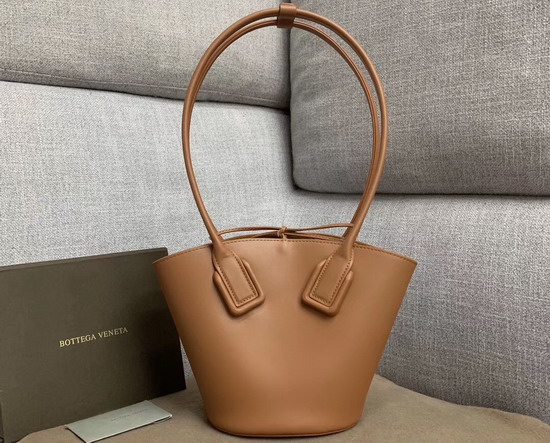 Bottega Veneta Small Basket Tote in Wood French Calfskin