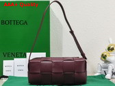 Bottega Veneta Small Brick Cassette Burgundy Intreccio Leather Replica