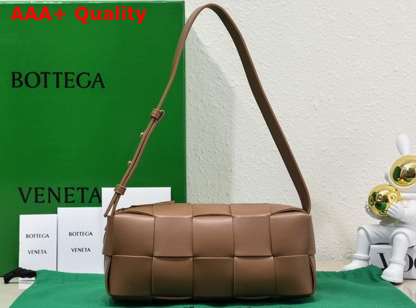 Bottega Veneta Small Brick Cassette Camel Intreccio Leather Replica