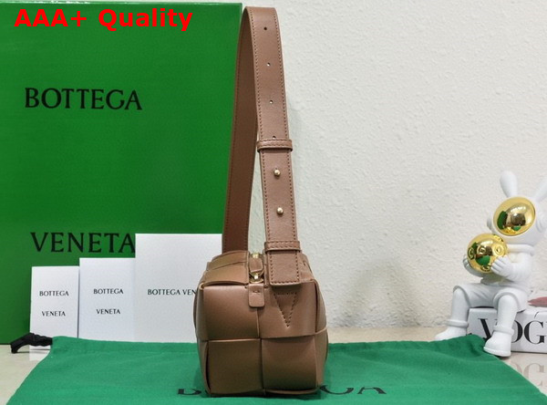 Bottega Veneta Small Brick Cassette Camel Intreccio Leather Replica