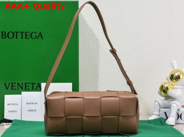 Bottega Veneta Small Brick Cassette Camel Intreccio Leather Replica