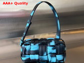 Bottega Veneta Small Brick Cassette in Blue Multicolor Foulard Intreccio Leather Replica