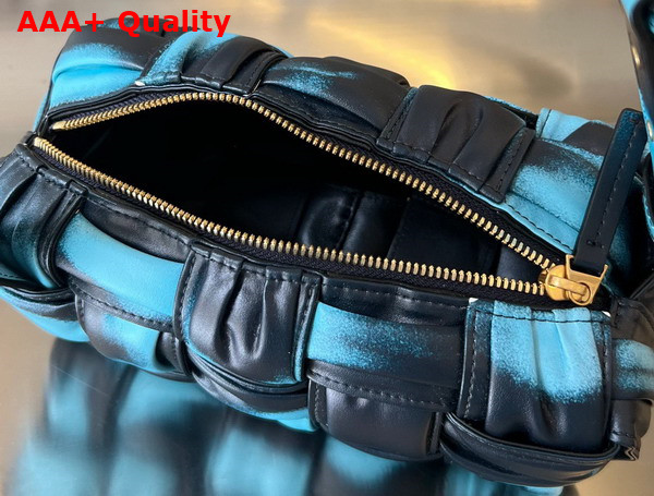 Bottega Veneta Small Brick Cassette in Blue Multicolor Foulard Intreccio Leather Replica