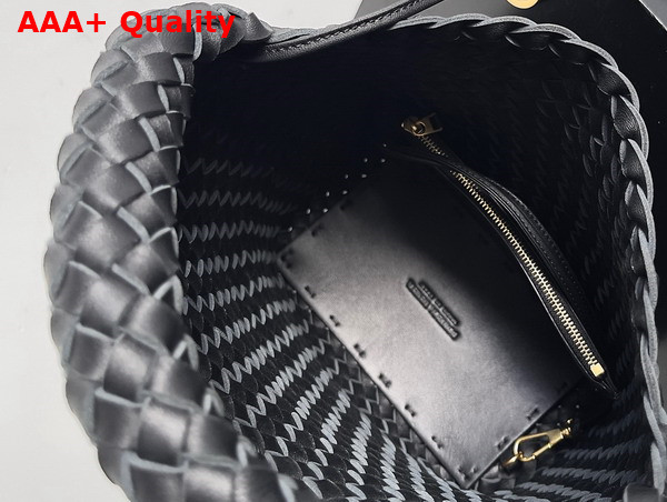 Bottega Veneta Small Cabat Bucket Bag in Black Lambskin Replica