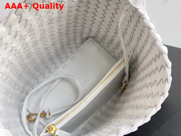 Bottega Veneta Small Cabat Bucket Bag in White Lambskin Replica