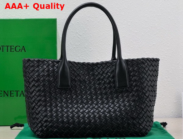 Bottega Veneta Small Cabat in Black Intreccio Leather Replica