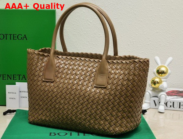 Bottega Veneta Small Cabat in Caramel Intreccio Leather Replica