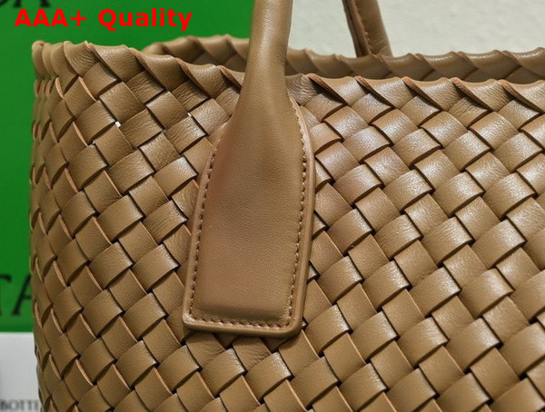 Bottega Veneta Small Cabat in Caramel Intreccio Leather Replica