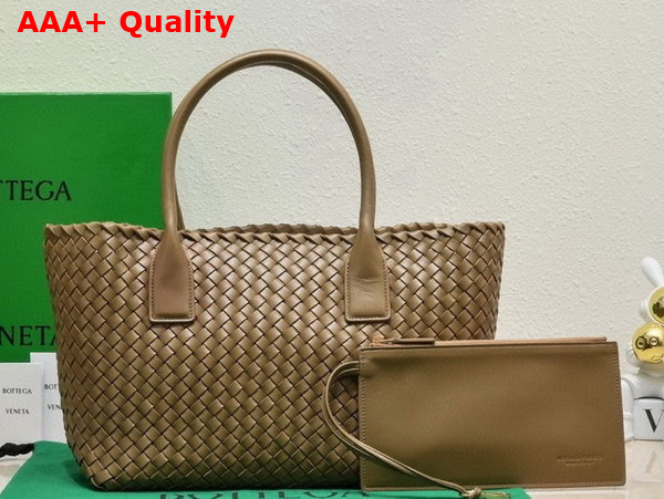 Bottega Veneta Small Cabat in Caramel Intreccio Leather Replica