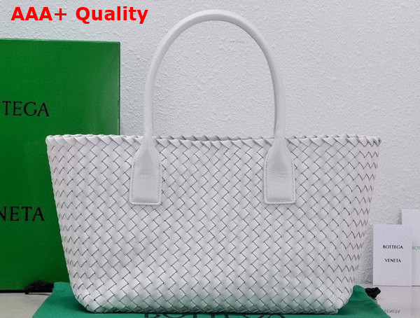 Bottega Veneta Small Cabat in Chalk Intreccio Leather Replica