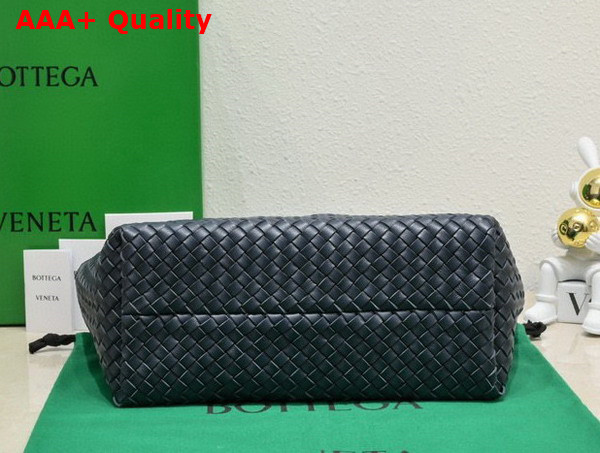 Bottega Veneta Small Cabat in Navy Blue Intreccio Leather Replica