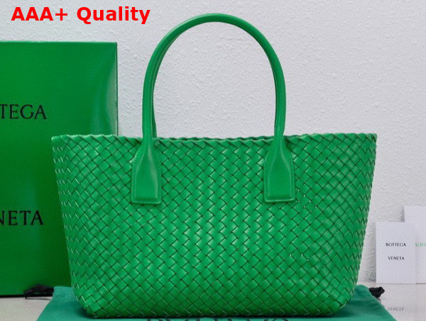 Bottega Veneta Small Cabat in Parakeet Intreccio Leather Replica