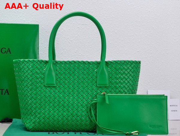 Bottega Veneta Small Cabat in Parakeet Intreccio Leather Replica