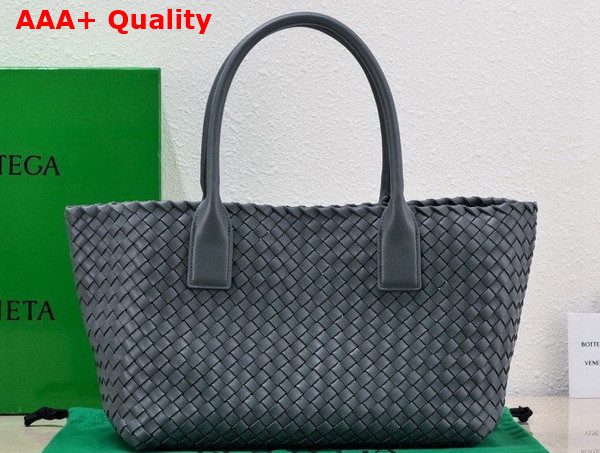 Bottega Veneta Small Cabat in Thunder Intreccio Leather Replica