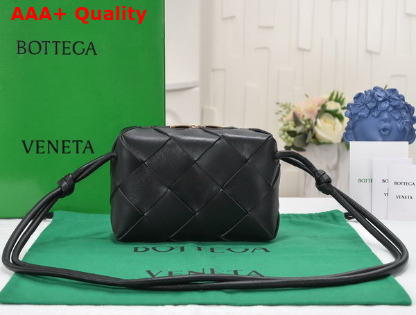 Bottega Veneta Small Cassette Camera Bag in Black Soft Lambskin Leather Replica