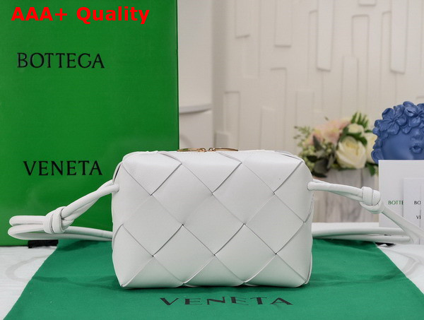 Bottega Veneta Small Cassette Camera Bag in White Soft Lambskin Leather Replica