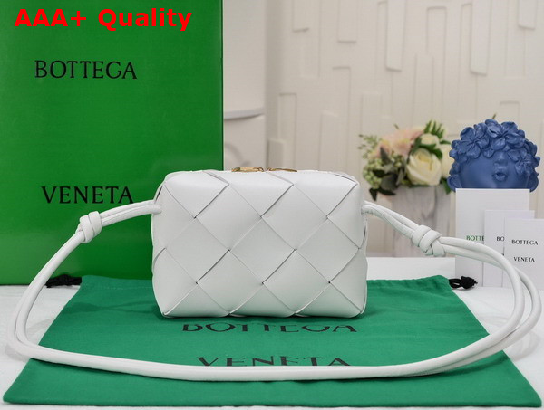 Bottega Veneta Small Cassette Camera Bag in White Soft Lambskin Leather Replica