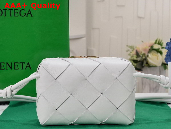 Bottega Veneta Small Cassette Camera Bag in White Soft Lambskin Leather Replica