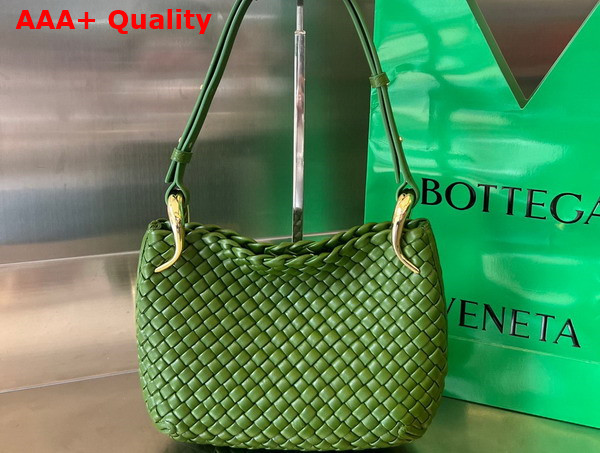 Bottega Veneta Small Clicker Shoulder Bag in Avocado Padded Intreccio Leather Replica