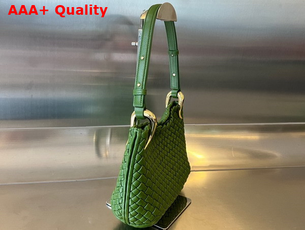 Bottega Veneta Small Clicker Shoulder Bag in Avocado Padded Intreccio Leather Replica