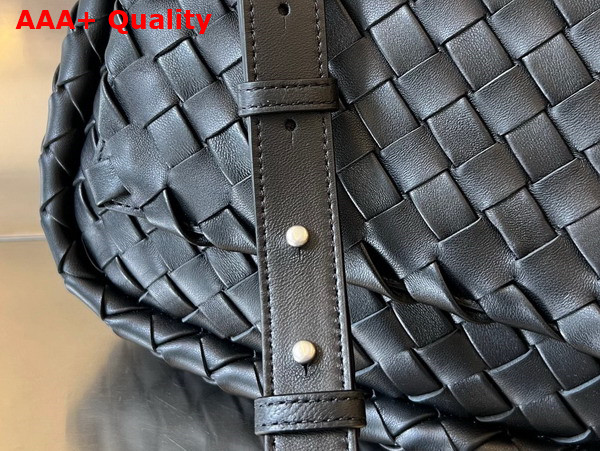 Bottega Veneta Small Cobble Messenger Bag in Black Padded Intrecciato Nappa Leather with Adjustable Strap Replica