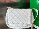 Bottega Veneta Small Cobble Messenger Bag in White Padded Intrecciato Nappa Leather with Adjustable Strap Replica