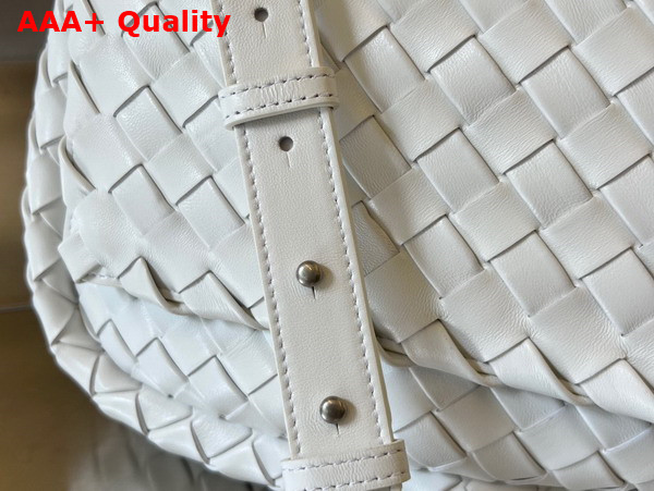 Bottega Veneta Small Cobble Messenger Bag in White Padded Intrecciato Nappa Leather with Adjustable Strap Replica