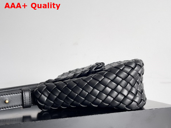 Bottega Veneta Small Cobble Shoulder Bag in Black Soft Padded Intreccio Leather Replica