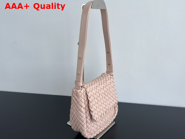 Bottega Veneta Small Cobble Shoulder Bag in Pink Soft Padded Intreccio Leather Replica