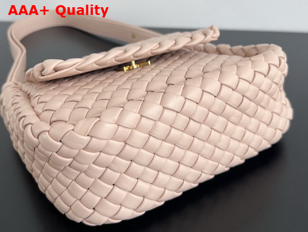 Bottega Veneta Small Cobble Shoulder Bag in Pink Soft Padded Intreccio Leather Replica