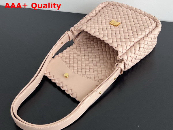 Bottega Veneta Small Cobble Shoulder Bag in Pink Soft Padded Intreccio Leather Replica