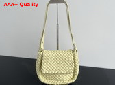 Bottega Veneta Small Cobble Shoulder Bag in Yellow Soft Padded Intreccio Leather Replica