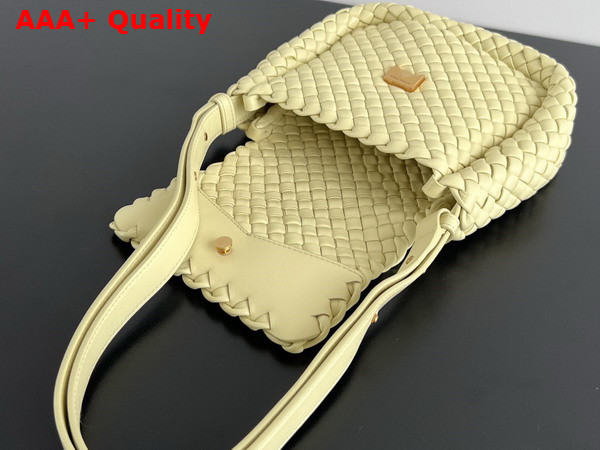 Bottega Veneta Small Cobble Shoulder Bag in Yellow Soft Padded Intreccio Leather Replica