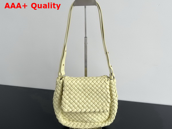 Bottega Veneta Small Cobble Shoulder Bag in Yellow Soft Padded Intreccio Leather Replica