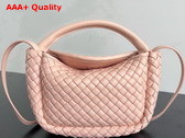 Bottega Veneta Small Cobble Top Handle Bag in Cameo Soft Padded Intreccio Leather with Detachable Strap Replica