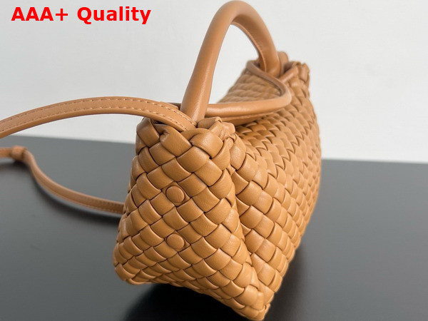 Bottega Veneta Small Cobble Top Handle Bag in Caramel Soft Padded Intreccio Leather Replica