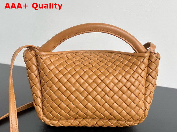 Bottega Veneta Small Cobble Top Handle Bag in Caramel Soft Padded Intreccio Leather Replica