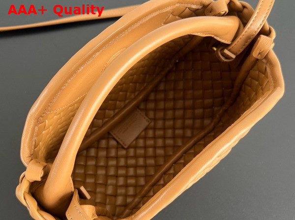 Bottega Veneta Small Cobble Top Handle Bag in Caramel Soft Padded Intreccio Leather Replica