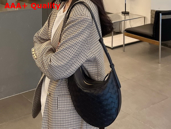 Bottega Veneta Small Drop Black Intrecciato Leather Replica