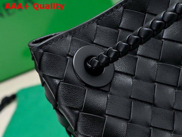 Bottega Veneta Small East West Andiamo Bag in Black Intrecciato Leather Replica