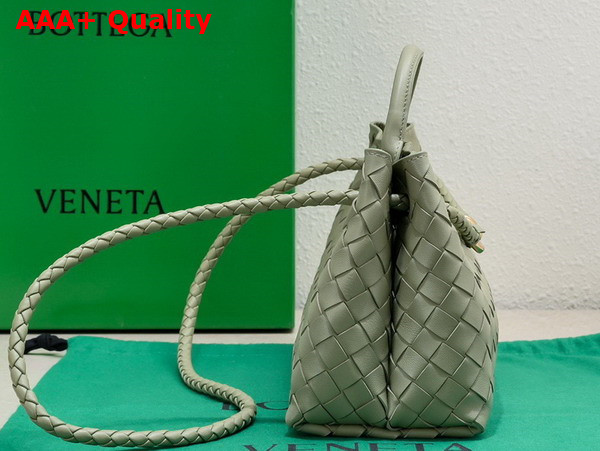 Bottega Veneta Small East West Andiamo Bag in Travertine Intrecciato Leather Replica