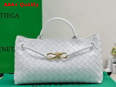 Bottega Veneta Small East West Andiamo Bag in White Intrecciato Leather Replica