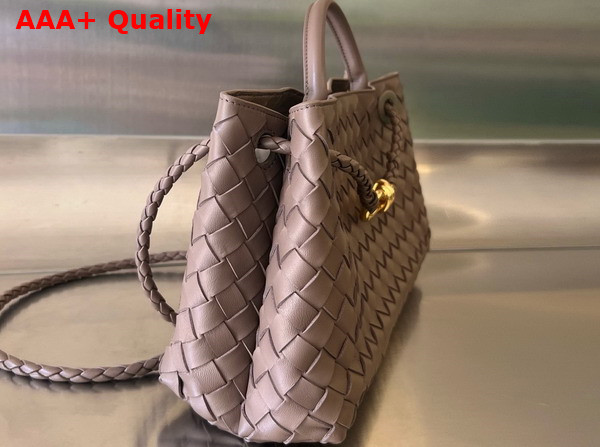 Bottega Veneta Small East West Andiamo Top Handle Bag in Chocolate Intrecciato Leather Replica