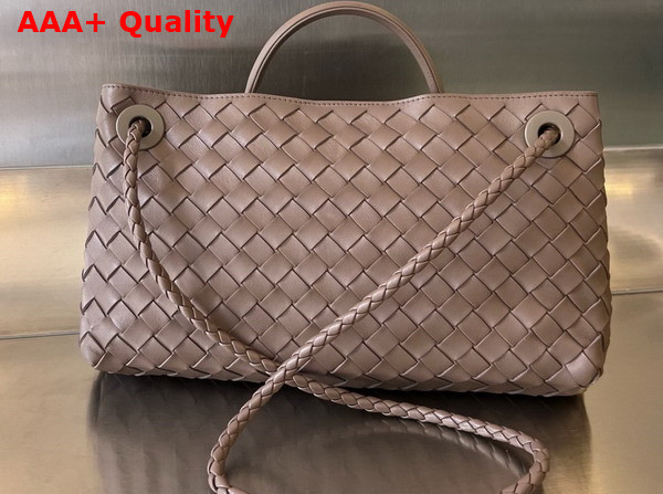 Bottega Veneta Small East West Andiamo Top Handle Bag in Chocolate Intrecciato Leather Replica